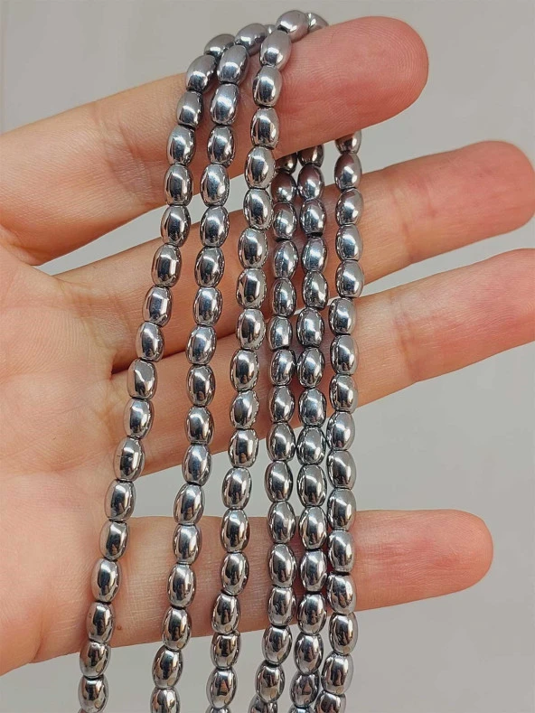 Hematit Taşı Arpa Kesim Dizi 4*5.5mm (49640) ürün görseli 1