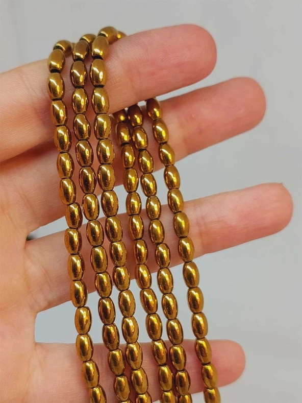 Hematit Taşı Arpa Kesim Dizi 4*5.5mm (49642) ürün görseli 1