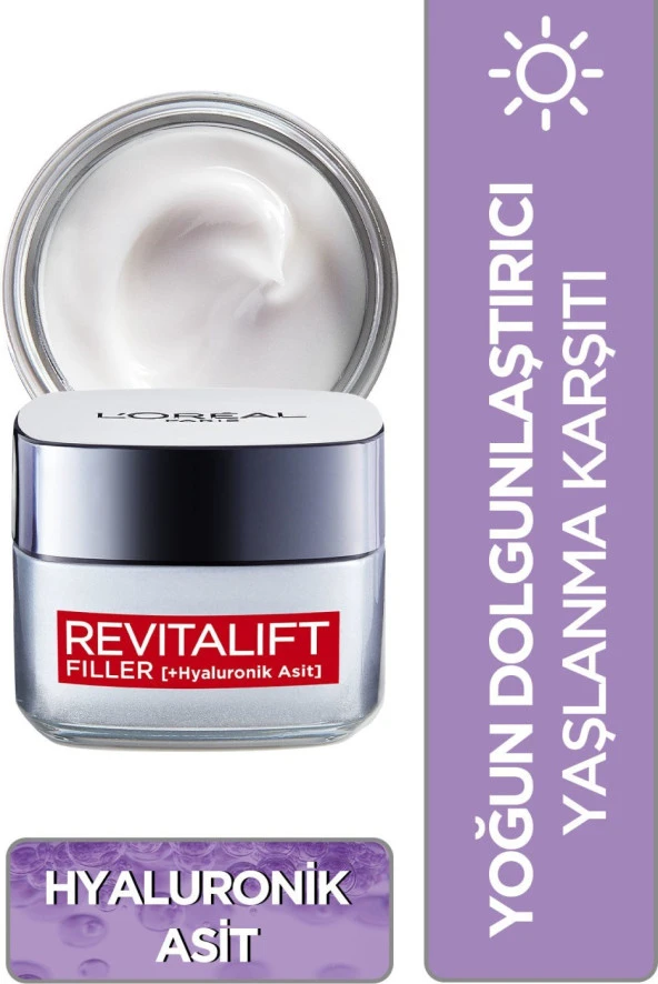 L'Oréal Paris Revitalift Filler Yoğun Dolgunlaştırıcı Yaşlanma Karşıtı Gündüz Kremi 50Ml - Hyaluroni ürün görseli 1
