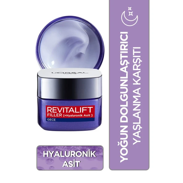L'Oréal Paris Revitalift Filler Yoğun Dolgunlaştırıcı Yaşlanma Karşıtı Gece Kremi 50 ml ürün görseli 1