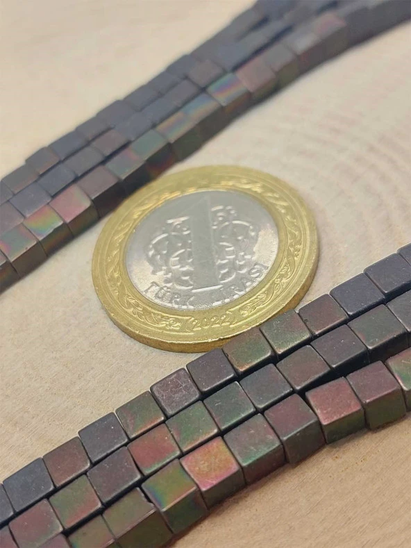 Hematit Taşı Küp Şekilli 4mm Dizi (49672) - Resim 2