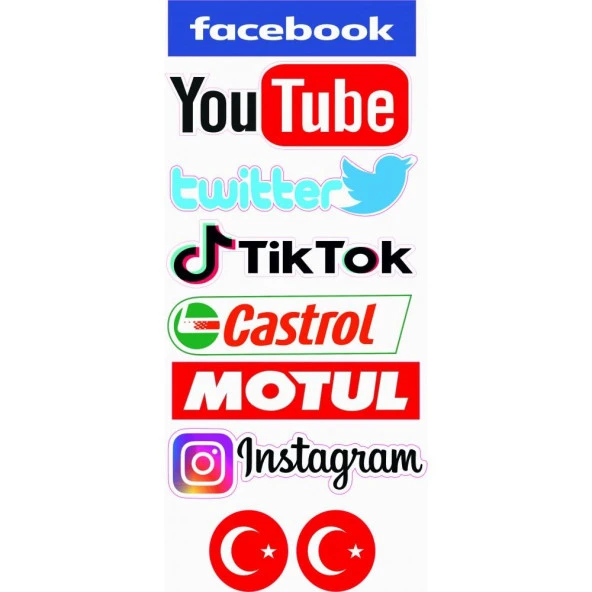 Sosyal Medya Sticker Seti (12CM X 26CM) ürün görseli 1