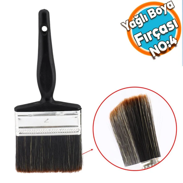 Yağlı Boya Fırça No: 4 Resim Ressam Fırçası Hobi Sanat Duvar Metal Ahşap Boyama Plastik Saplı ürün görseli 1