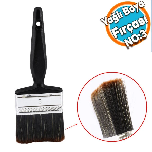 Yağlı Boya Fırça No: 3 Resim Ressam Fırçası Hobi Sanat Duvar Metal Ahşap Boyama Plastik Saplı ürün görseli 1