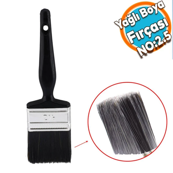 Yağlı Boya Fırça No: 2.5 Resim Ressam Fırçası Hobi Sanat Duvar Metal Ahşap Boyama Plastik Saplı ürün görseli 1
