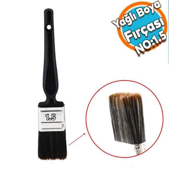 Yağlı Boya Fırça No: 1.5 Resim Ressam Fırçası Hobi Sanat Duvar Metal Ahşap Boyama Plastik Saplı ürün görseli 1