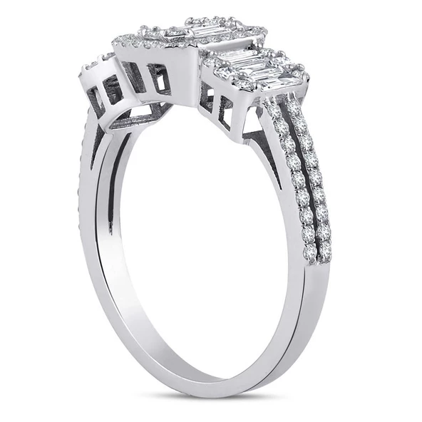 0.85 ct. Pırlanta Baget Yüzük - Resim 2