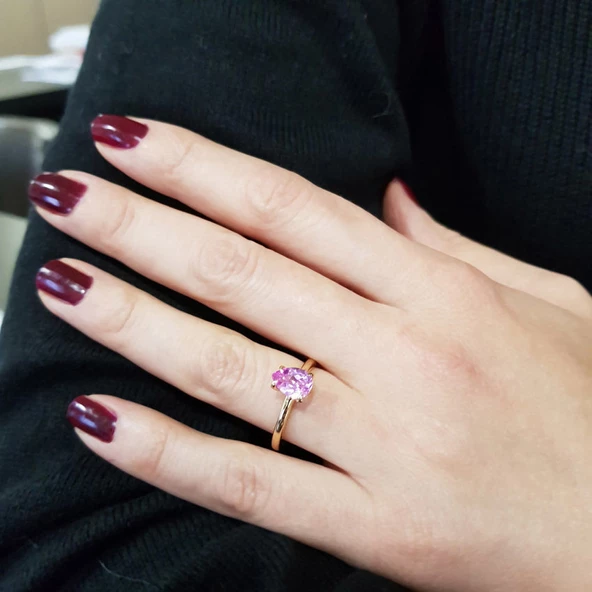 1.34 ct. Pink Topaz Yüzük - Resim 3