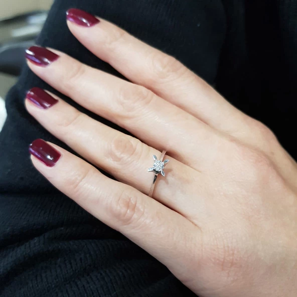 0.12 ct. Pırlanta Tektaş Yüzük - Resim 3