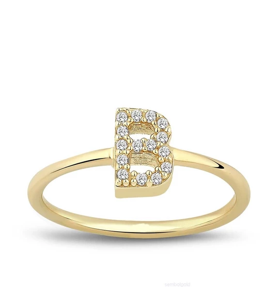 Harf Altın Yüzük Taşlı Gold ürün görseli 1