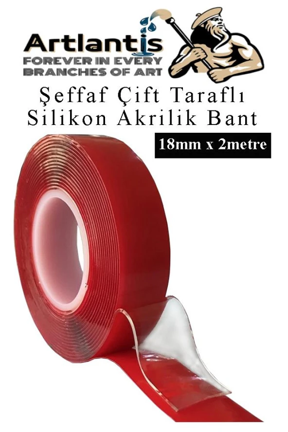 Çift Taraflı Bant Silikonlu Süper Güçlü Çivisiz Montaj Bandı 1 Adet 18mm x 2 metre Extra Yüksek Mukavemetli ürün görseli 1