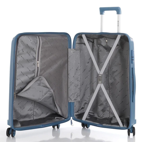 Mçs Valiz 3lü Set Kırılmaz PP Silikon Sky Blue - Resim 3