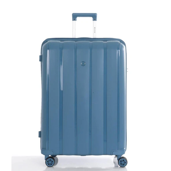 Mçs Valiz 3lü Set Kırılmaz PP Silikon Sky Blue - Resim 2