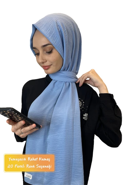 Rahat Kırışmaz Cazz Şal, Yumuşak, Tok Duruşlu Kolay Şal 01000  BEBE MAVİSİ ürün görseli 1
