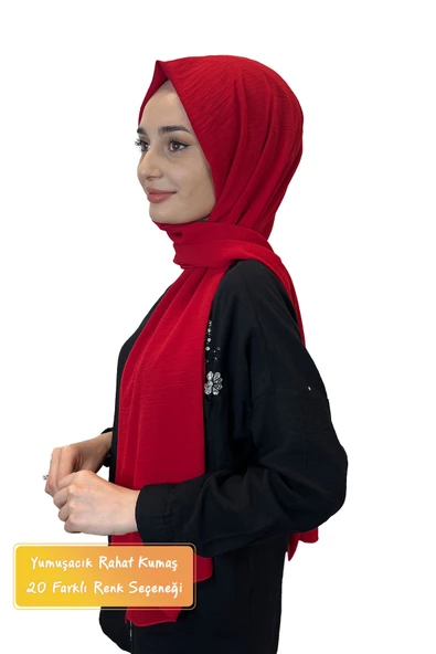 Rahat Kırışmaz Cazz Şal, Yumuşak, Tok Duruşlu Kolay Şal 01000  KIRMIZI ürün görseli 1