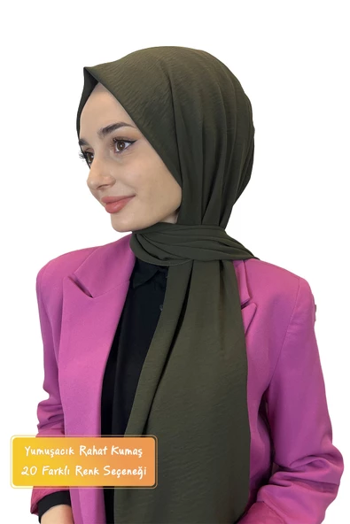 Rahat Kırışmaz Cazz Şal, Yumuşak, Tok Duruşlu Kolay Şal 01000  HAKİ ürün görseli 1