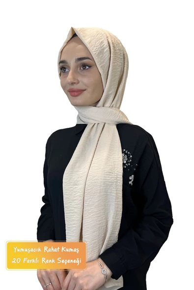 Rahat Kırışmaz Cazz Şal, Yumuşak, Tok Duruşlu Kolay Şal 01000  AÇIK BEJ ürün görseli 1