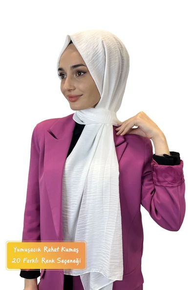 Rahat Kırışmaz Cazz Şal, Yumuşak, Tok Duruşlu Kolay Şal 01000  KIRIK BEYAZ ürün görseli 1