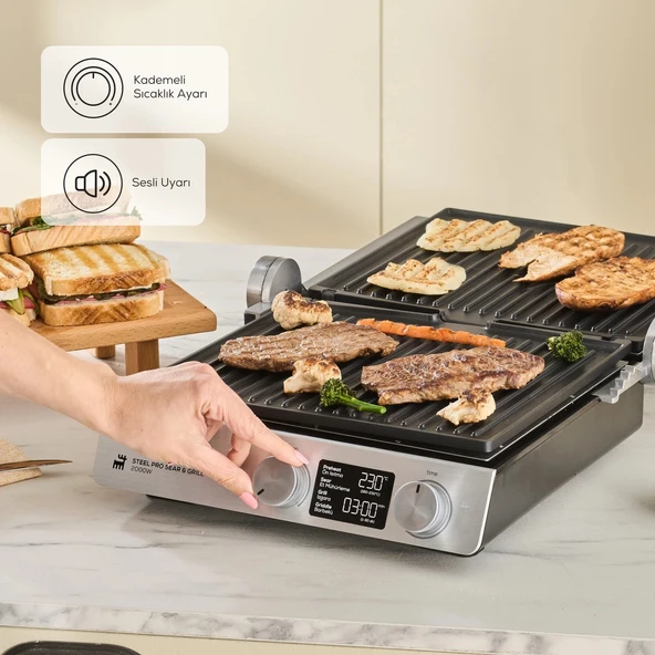 Karaca Dijital LCD Ekran 3 Ürün 1 Arada (Izgara, Tost, Barbekü) ürün görseli 1