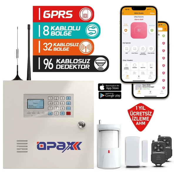 Opax 2646 Gprs Alarm Paneli  Akü Dahil (1 Yıl Ahm Ücretsiz) ürün görseli 1