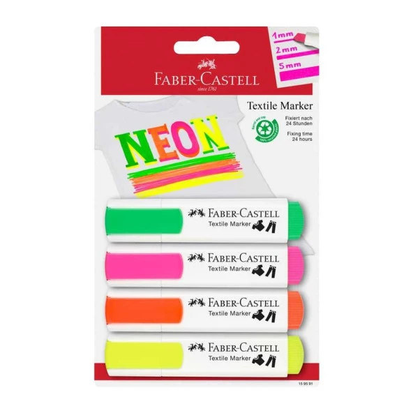 Faber-Castell Tekstil Markörü Neon 4'lü ürün görseli 1