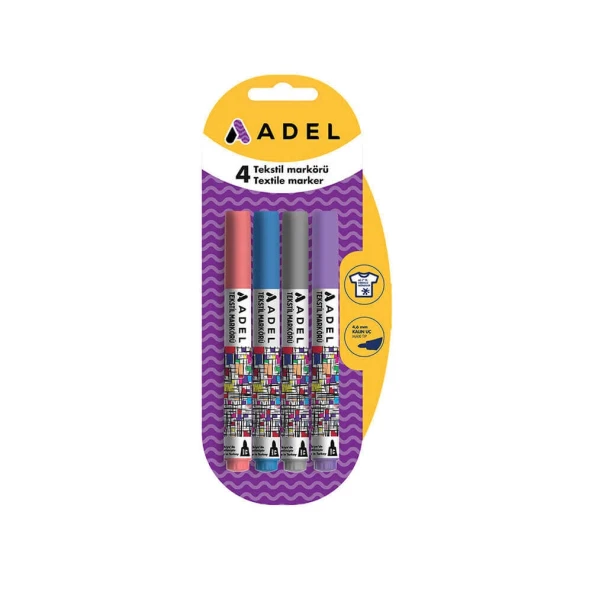Adel Tekstil Markörü Pastel Renk 4'lü - Resim 2