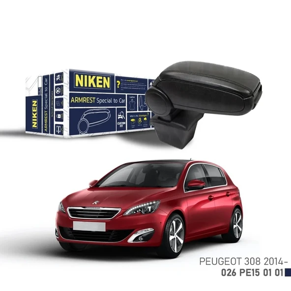 Niken Peugeot 308 2014- Araca Özel Kol Dayama Siyah ürün görseli 1