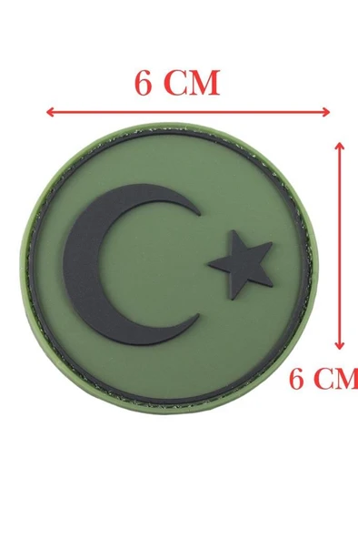Single Sword Yuvarlak Türk Bayrağı Patch ( Peç ) 6 cm - Resim 5