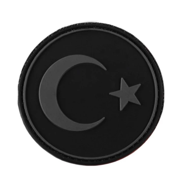 Single Sword Yuvarlak Türk Bayrağı Patch ( Peç ) 6 cm - Resim 8