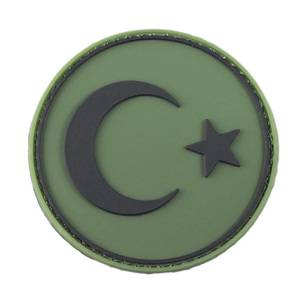 Single Sword Yuvarlak Türk Bayrağı Patch ( Peç ) 6 cm - Resim 6