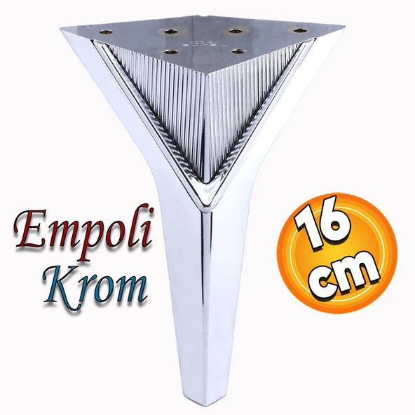 Empoli Lüks Mobilya Oturma Yükseltici Kanepe Sehpa TV Ünite Koltuk Ayağı Baza Ayakları Krom 16 cm ürün görseli 1
