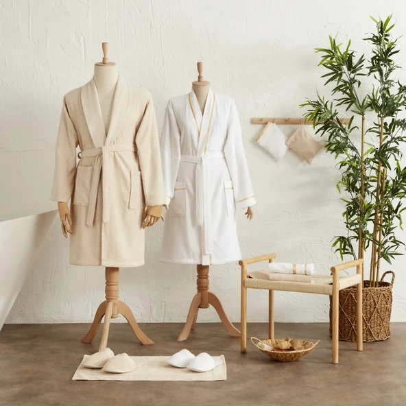 Karaca Home Glory Lurex 9 Parça Aile Banyo Seti Gold-Bej ürün görseli 1
