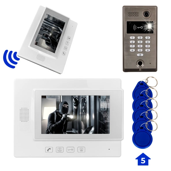 Powermaster 773TP 1 Daire 7'' NFC Şifre Girişli Görüntülü Diafon Kapı Zili Interkom Akıllı Ev Güvenliği Sistemi ürün görseli 1