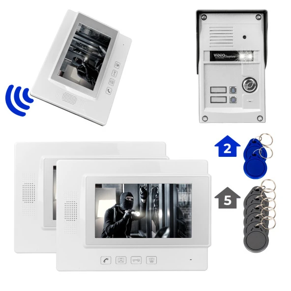 Powermaster 37T2 2 Daire 7'' NFC Destekli Görüntülü Kapı Zili Interkom Akıllı Ev Güvenliği Sistemi ürün görseli 1