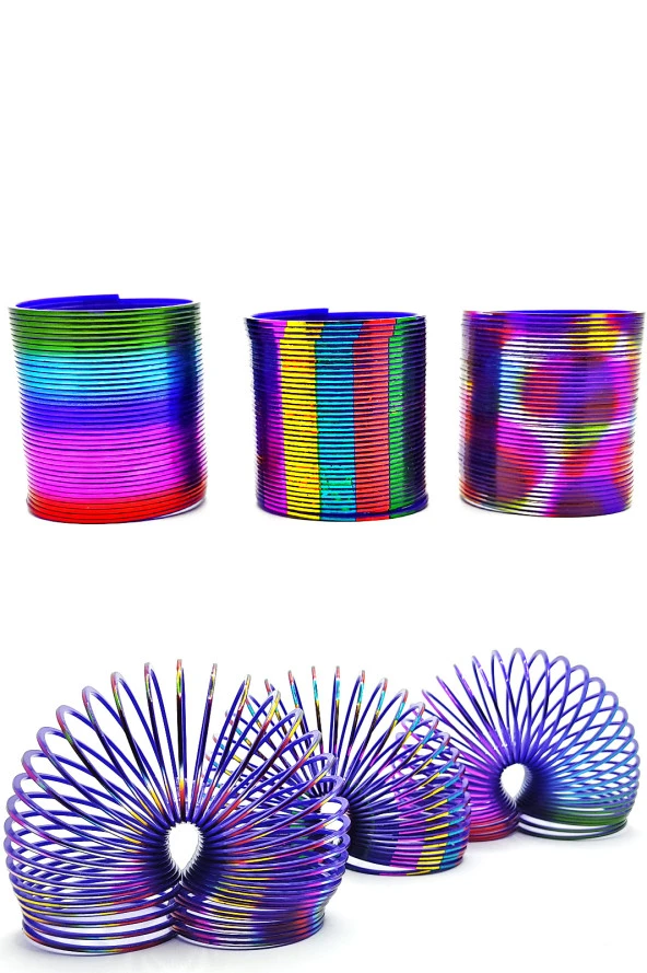 Metalik Renkli Stres Yayı Desenli Oyuncak Stres Yayı - 5 cm çapında - 2 Adet ürün görseli 1