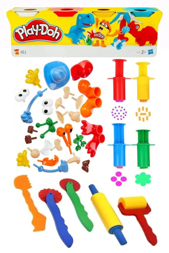 Oyun Hamuru 4 Renk Play-Doh Oyuncak Merdane Silindir Kesici Şekiller Kalıp Enjektör Seti 1 Paket Okul Öncesi Kreş Anasınıfı Etkinlik ürün görseli 1