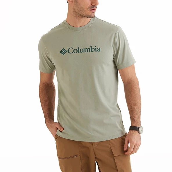 Columbia CSC M Basıc Bıg Logo Brushed SS Tee Erkek Tişört Yeşil CS0287-348 ürün görseli 1