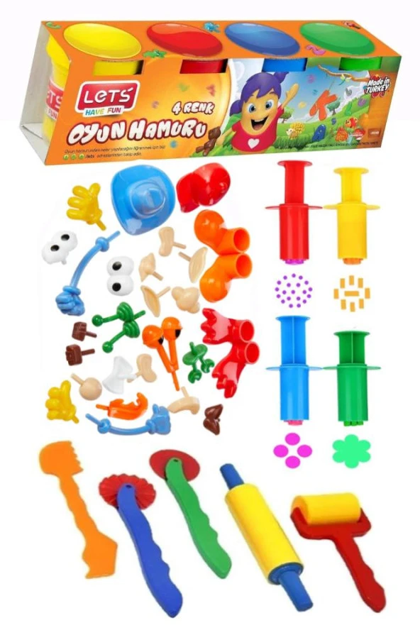 Oyun Hamuru 4 Renk Lets Oyuncak Merdane Silindir Kesici Şekiller Kalıp Enjektör Seti 1 Paket Okul Öncesi Kreş Anasınıfı Etkinlik ürün görseli 1