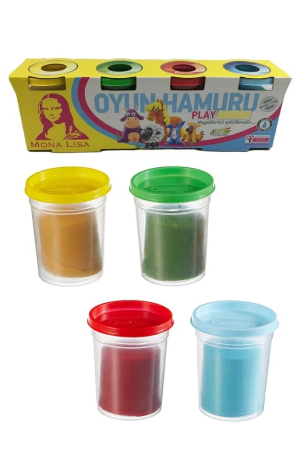 4 Renk Oyun Hamuru Ana Renkler 4x120 gr 1 Paket Monalisa Oyun Hamur Seti Okul Öncesi Kreş Anasınıfı ürün görseli 1