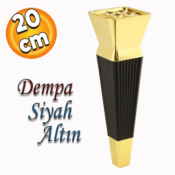 Dempa Lüks Mobilya Yükseltici Kanepe Tv Ünitesi Koltuk Ayağı Konsol Ayakları Siyah Altın 20 Cm ürün görseli 1