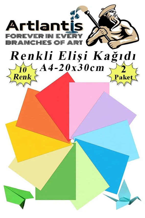 Elişi Kağıdı A4 10 Renk 2 Paket El işi Kağıdı 10 Lu Kreş Ana Sınıfı Okul Öncesi Sınıf Malzemesi ürün görseli 1