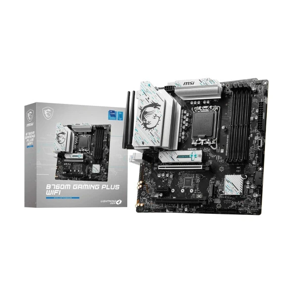 MSI B760M Gaming Plus WiFi Intel B760 LGA1700 DDR5 6800MHz (OC) HDMI/DP M.2 Wi-Fi RGB mATX Anakart ürün görseli 1