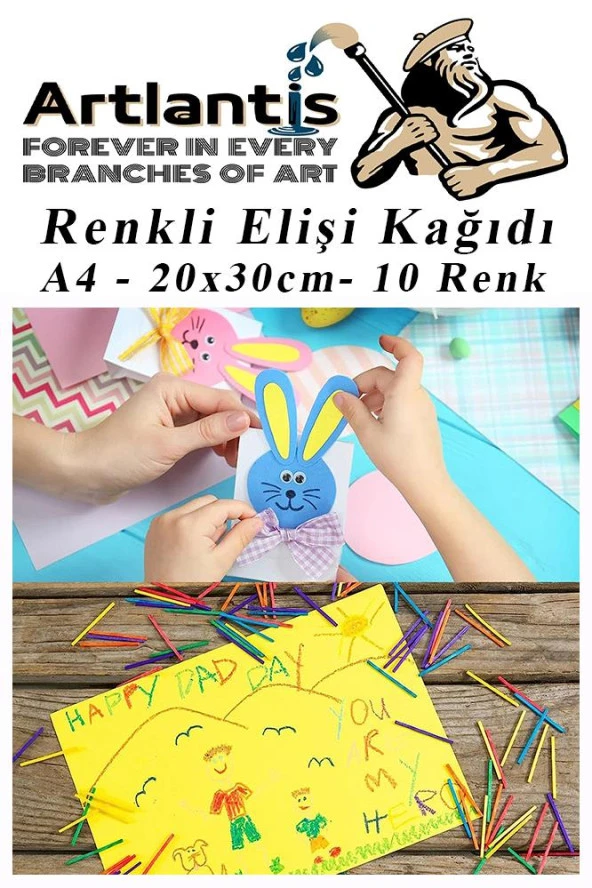 Elişi Kağıdı A4 10 Renk 3 Paket El işi Kağıdı 10 Lu Kreş Ana Sınıfı Okul Öncesi Sınıf Malzemesi ürün görseli 1
