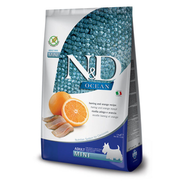 Nd ocean tahılsız mini adult 2,5kg ringa balığı ve portakallı yetişkin köpek maması ürün görseli 1