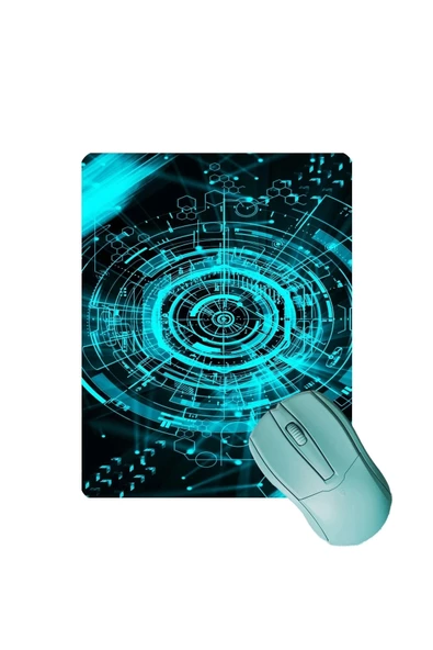 SonicTouch Fütüristik Yeşil Gaming Oyuncu Masaüstü Dikişsiz Mouse Pad Altlığı 17x21cm ürün görseli 1