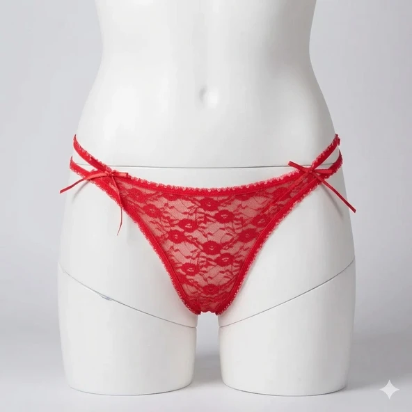 6 Adet Gümüş Bayan Kenar İki İpli Dantelli Bikini Külot M Beden ürün görseli 1