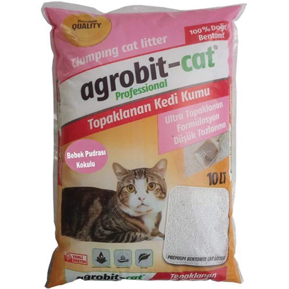 Agrobit Cat Bebek Pudra Kokulu Doğal Bentonit Kedi Kumu 10 lt ürün görseli 1