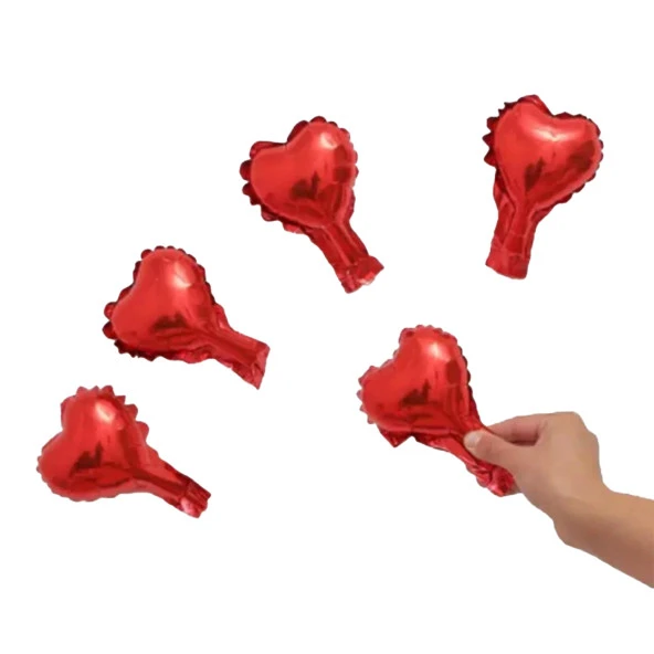 5 İnç Mini Kalp Folyo Balon Kırmızı 5 Adet ürün görseli 1