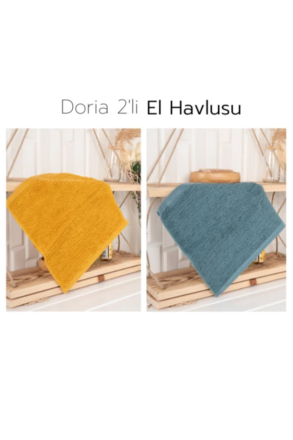 Doria El Havlusu 2'li Sarı & Koyu Yeşil ürün görseli 1