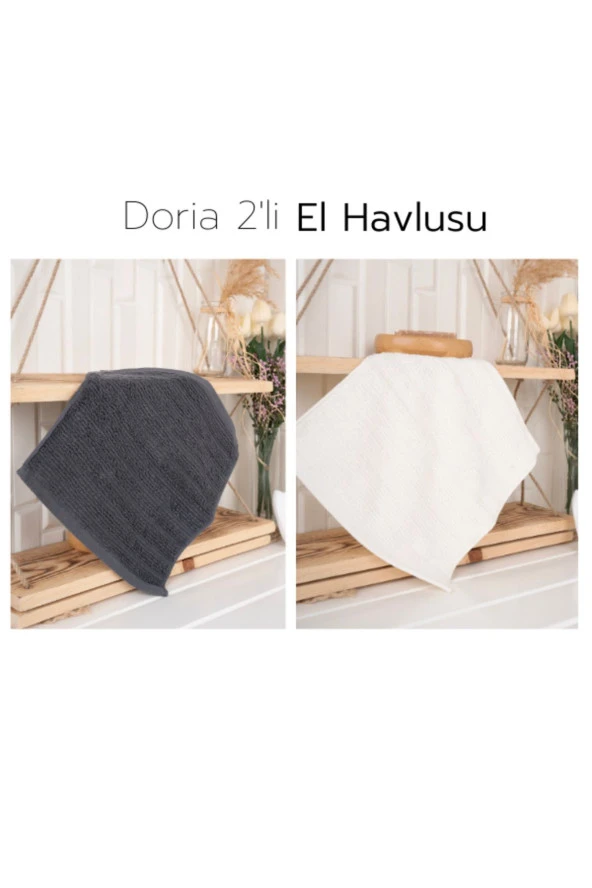 Doria El Havlusu 2'li Krem & Antrasit ürün görseli 1